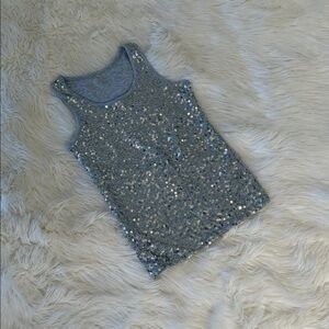 Girls Silver Sequin Tank Top